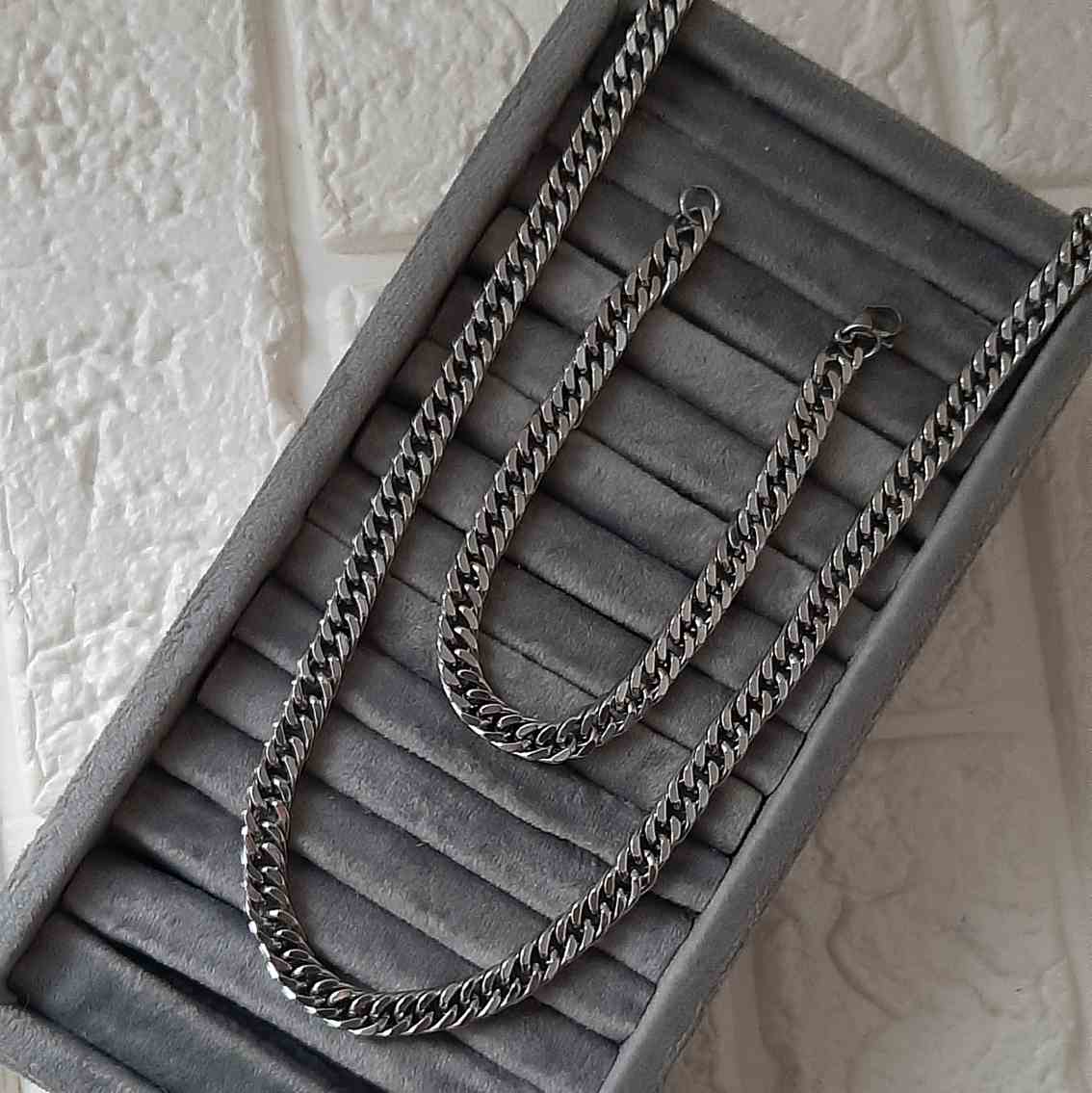 ست کارتیر | گردنبند و دستبند کارتیر استیل (طلایی و نقرهای)کد۴۶۳ - تصویر 2